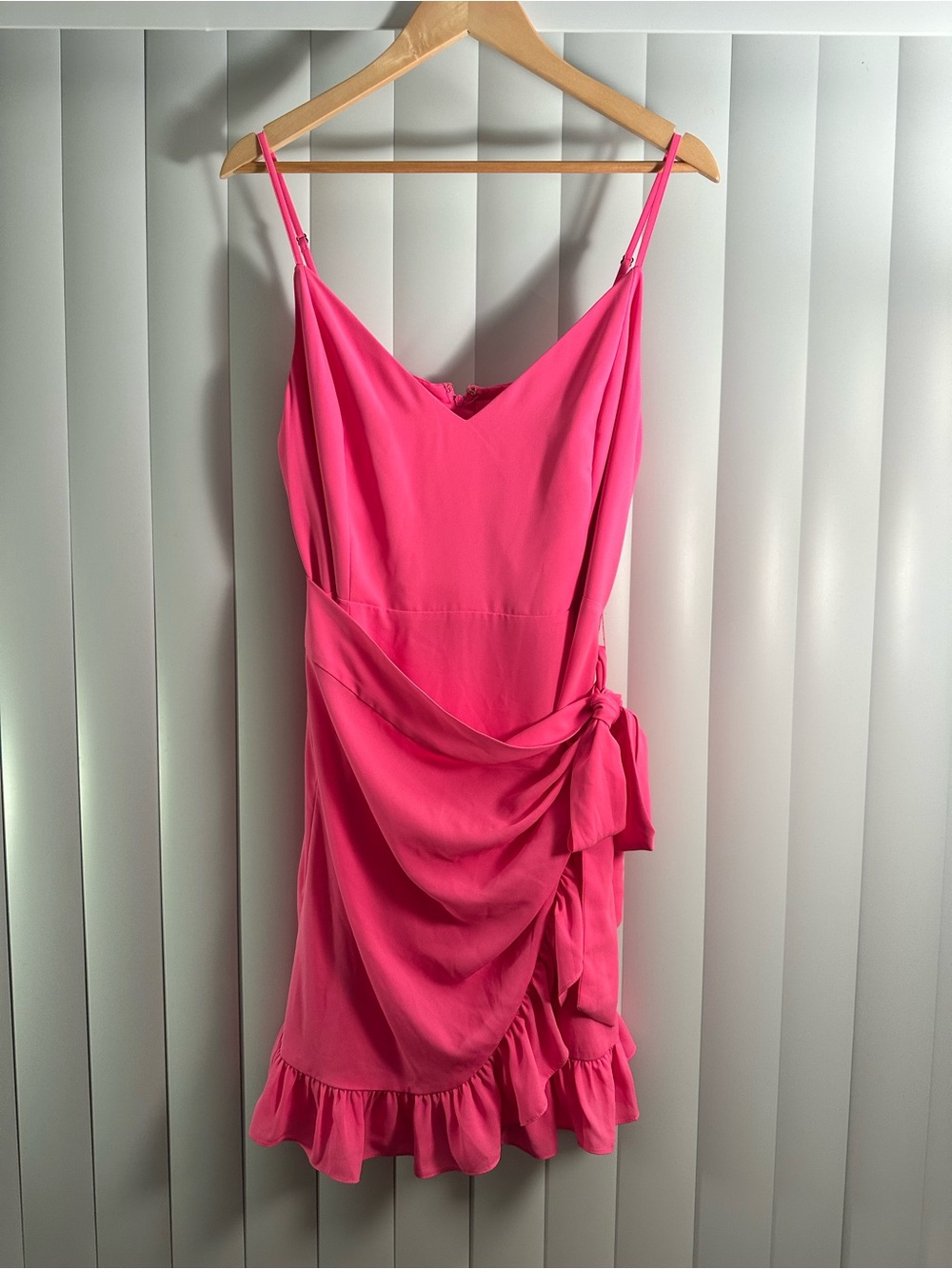 Lilly Pulitzer Hot Pink Spaghetti Strap Ruffle Wrap Dress